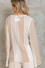 Load image into Gallery viewer, Beige Boho Henley Top with Lace
