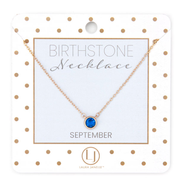 September Dainty Birthstone Necklace - Sapphire