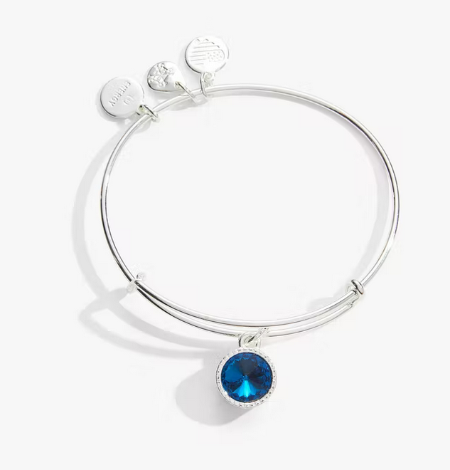 Alex and Ani December Birthstone Bangle in Silver or Gold- Blue Zircon (New)