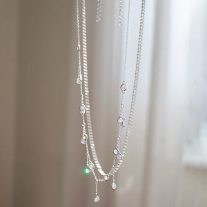 Arabella Shaker Crystal Teared Necklace in Silver