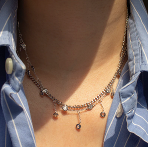 Arabella Shaker Crystal Teared Necklace in Silver