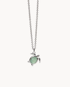 Spartina Sea Turtle Silver Necklace with Sea Green Stone