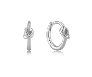 Sterling Silver Knot Huggie Hoop Earrings