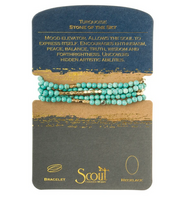 Load image into Gallery viewer, Turquoise- Stone of the Sky Beaded Wrap Bracelet/Necklace in Gold
