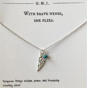 With Brave Wings She Flies Sterling Silver Necklace