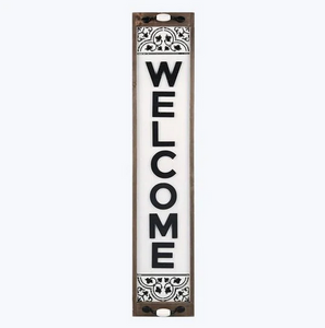 Wooden Welcome Black & White Wall Sign