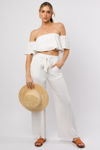 Load image into Gallery viewer, White Elastic Waist Tie Wide Leg Pants
