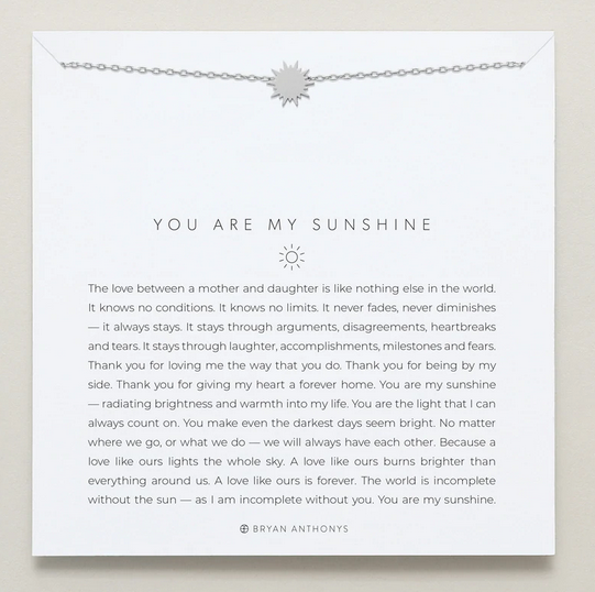Bryan Anthonys You Are My Sunshine Icon Necklace In Silver or Gold