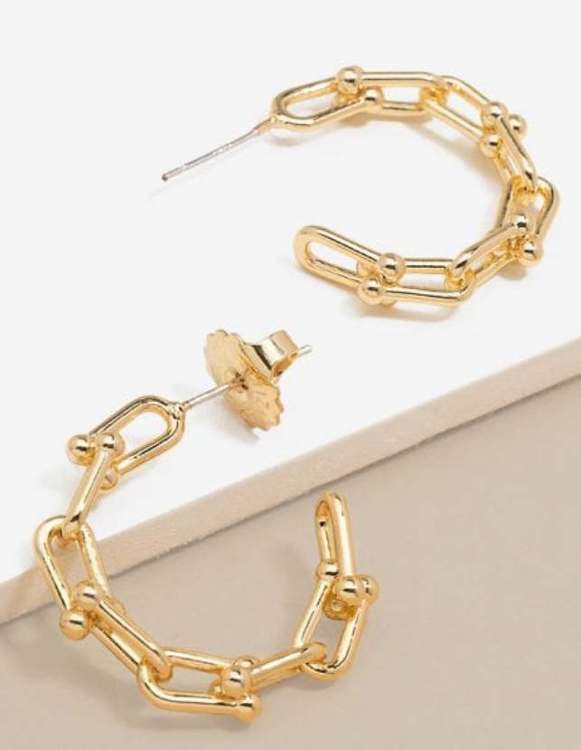 Small Gold Paperclip Hoop Earrings