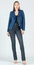 Load image into Gallery viewer, Navy Liquid Leather Jacket by Clara Sunwoo
