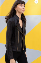 Load image into Gallery viewer, Black Liquid Leather Jacket By Clara Sunwoo Double Zipper
