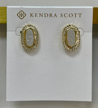 Load image into Gallery viewer, Kendra Scott Baguette Ellie Gold Stud Earrings In Iridescent Drusy
