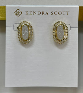 Kendra Scott Baguette Ellie Gold Stud Earrings In Iridescent Drusy