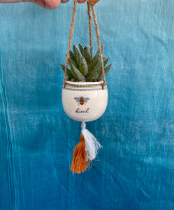 Bee Kind Hanging Faux Succulent Plant