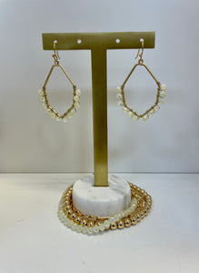 Iridescent Beaded Earrings Ivory