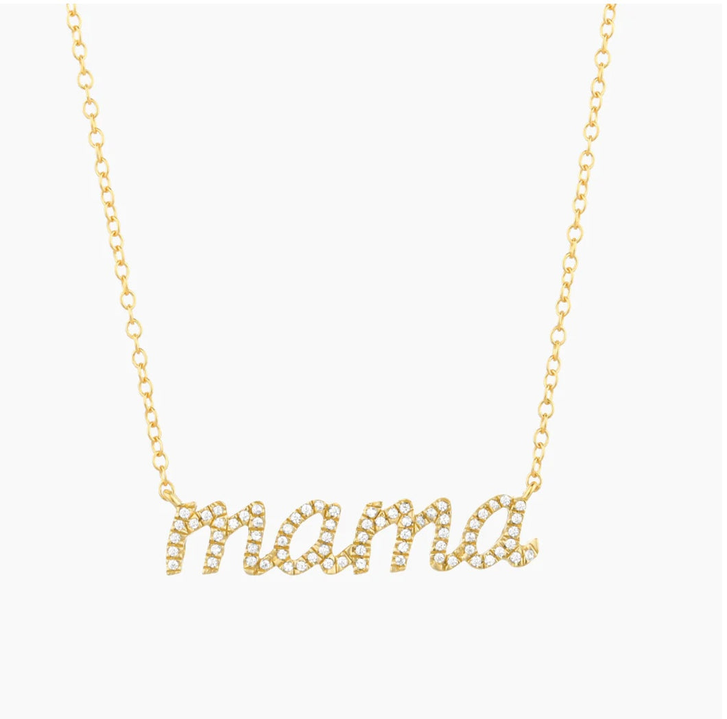 Mama Diamond Necklace In Sterling Silver or Gold Plated Sterling Silver