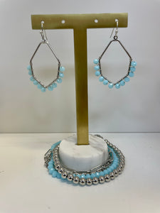 Blue Beaded Earrings or Bracelet