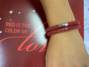 Jennifer Lopez Double Red Reptile 7.5 Leather Wrap Bracelet