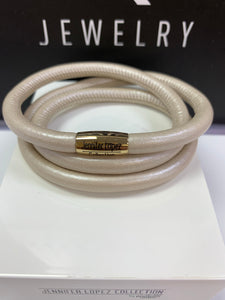 Jennifer Lopez Collection Creme Metallic Leather Bracelet