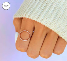 Load image into Gallery viewer, Pave Open Circle Ring in Rose Gold
