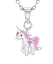 Load image into Gallery viewer, Girl’s Sterling Silver Unicorn Necklace (10mm x 7mm)
