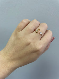Dainty CZ Two Tone Initial Rings