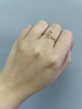 Load image into Gallery viewer, Dainty CZ Two Tone Initial Rings
