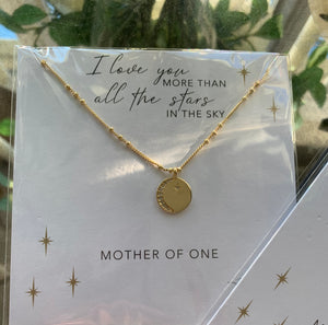 Alexa's Angels Gold Mother Of One Moon & Star Necklace
