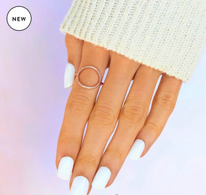 Pave Open Circle Ring in Rose Gold