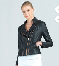 Load image into Gallery viewer, Black Liquid Leather Jacket By Clara Sunwoo Double Zipper
