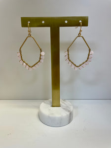 Pink Beaded Earrings and Bracelet Set