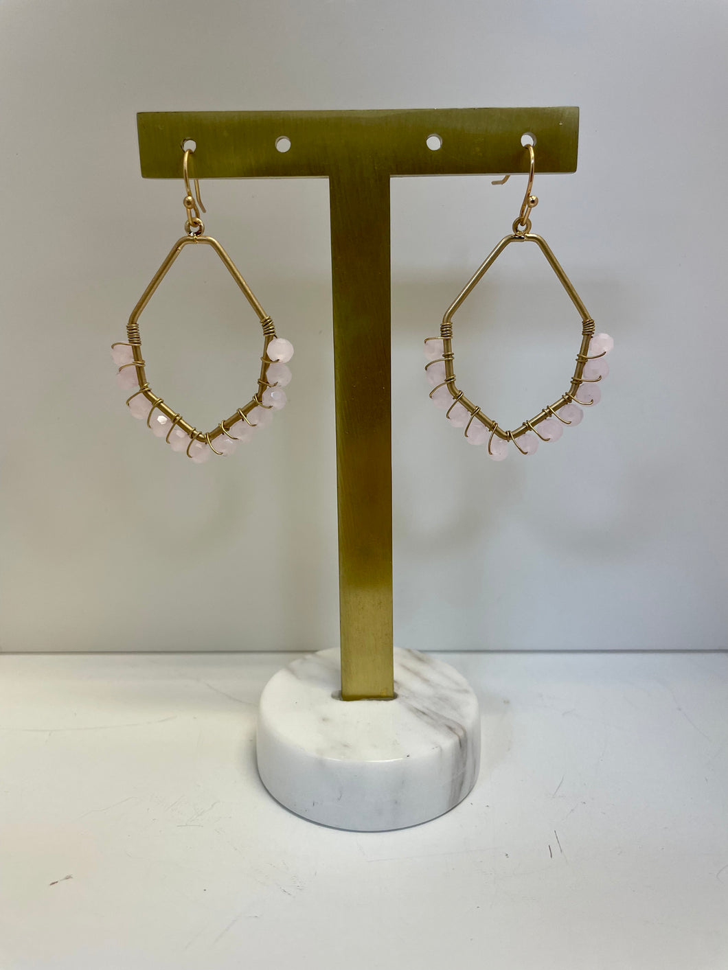 Pink Beaded Earrings and Bracelet Set