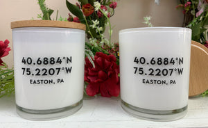 Coordinates of Easton, PA Soy Candle