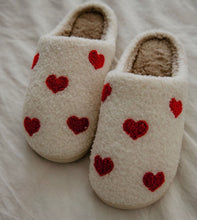 Load image into Gallery viewer, Many Hearts Sherpa Slippers
