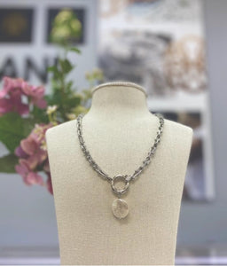 Fresh Water Coin Pearl Necklace in silver