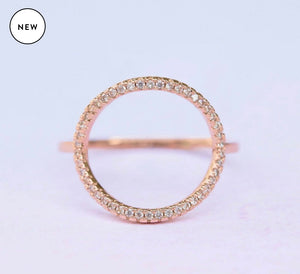 Pave Open Circle Ring in Rose Gold