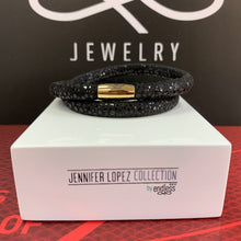 Load image into Gallery viewer, Jennifer Lopez Black Leather Double Wrap Bracelet
