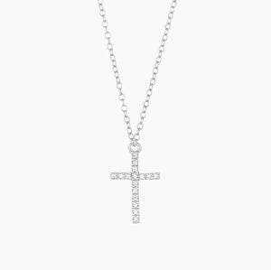 Believe Diamond Cross Necklace In Sterling Silver or Gold Plated Sterling Silver
