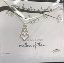 Load image into Gallery viewer, Alexa&#39;s Angels Mother Of Three Many Hearts Silver Necklace

