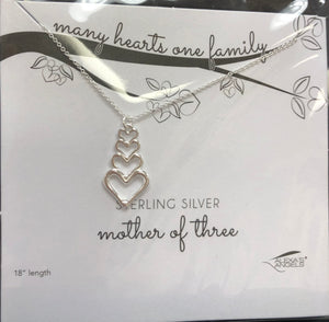 Alexa's Angels Mother Of Three Many Hearts Silver Necklace