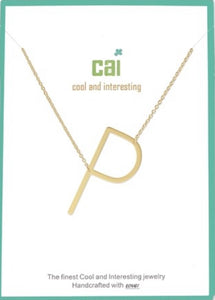 Gold Sideways Initial Necklace