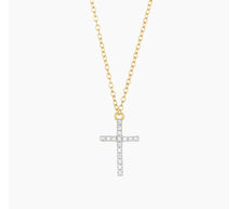 Load image into Gallery viewer, Believe Diamond Cross Necklace In Sterling Silver or Gold Plated Sterling Silver
