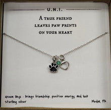 Load image into Gallery viewer, A True Friend Leaves Paw Prints Sterling Silver Necklace
