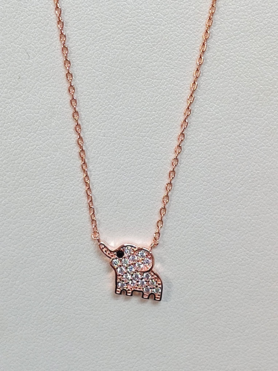 Rose Gold Crystal Elephant Necklace