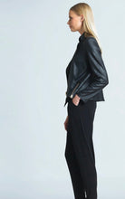 Load image into Gallery viewer, Black Liquid Leather Jacket by Clara Sunwoo Single Zipper
